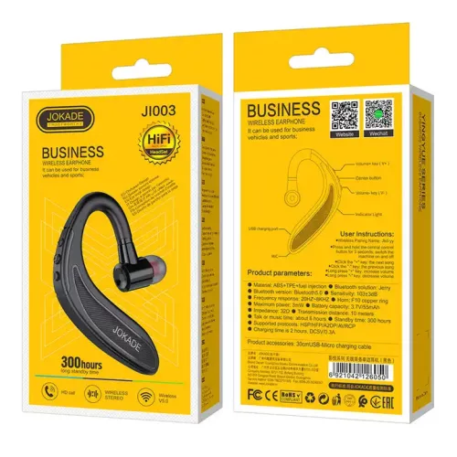 Jokade JI003 bluetooth headset mindkét oldalra állítható szimpla
