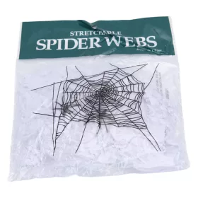   Halloween dekor pókháló – nyújtható fehér háló fekete pókokkal