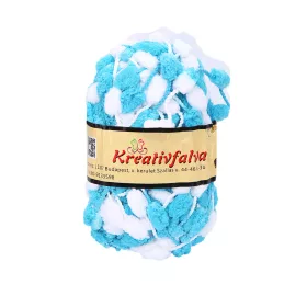   Kreativfalva pomponos kötő- és horgoló fonal – 40 g, kék-fehér