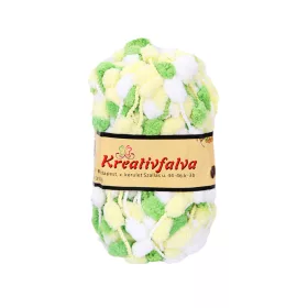   Kreativfalva pomponos kötő- és horgoló fonal – 40 g, menta-sárga-fehér