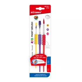   Mötarro gyerek festőecset készlet – 3 db Easy Grip csúszásmentes nyéllel (piros, lila, sárga)