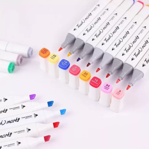 Touch 36 színű alkoholos dupla hegyű marker filctoll készlet fekete hordtáskában