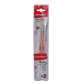   Mötarro MP116 - 3 darabos ecset szett hegyes lapos rózsaszin nyél 0-6-8-mm