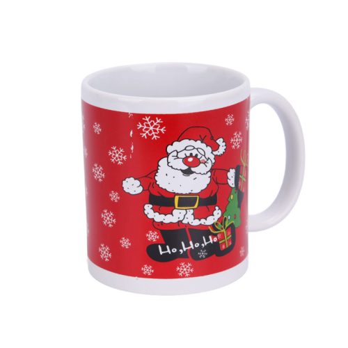 Karácsonyi porcelán bögre - 300 ml, Ho Ho Ho Mikulás mintával