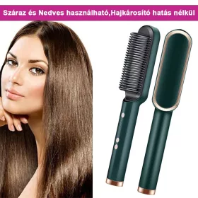   Többfunkciós professzionális hajvasaló és Turmalin kerámia hajcsavaró - Sötétzöld 