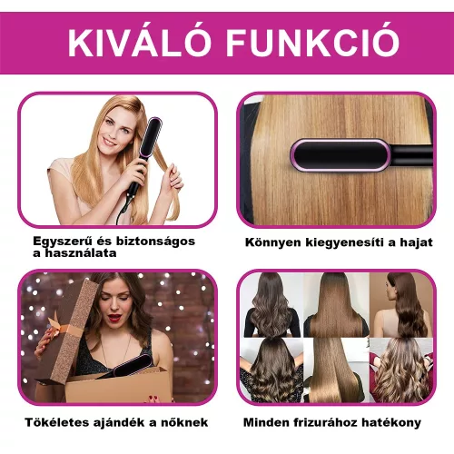 Többfunkciós professzionális hajvasaló és Turmalin kerámia hajcsavaró - Sötétzöld 