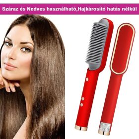   Többfunkciós professzionális hajvasaló és Turmalin kerámia hajcsavaró - Piros
