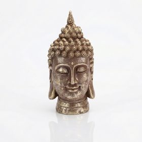   Buddha fej dekoráció 17 × 15 × 31 cm – spirituális lakásdekoráció, antik hatású szobor