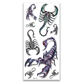 Vízálló ideiglenes Tetováló Matricák 90 x 190 mm 3D-14