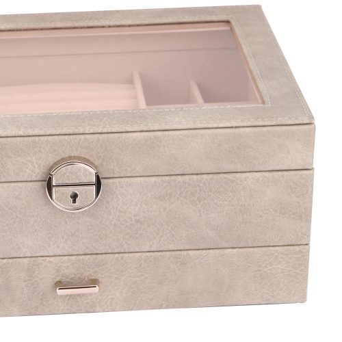 Ékszertartó doboz - elegáns műbőr borítással / Hamuszürke színbe