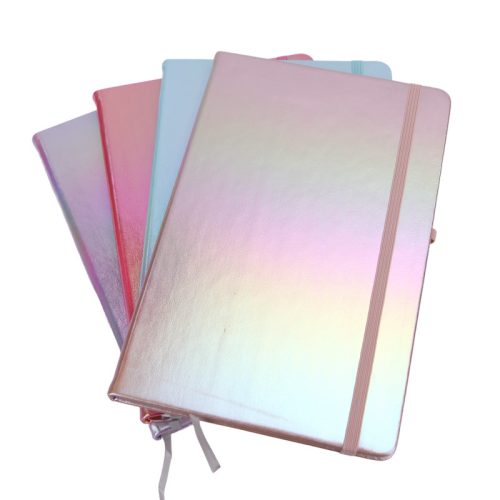 A7 vonalas napló kékes krómosan csillogó kemény fedlappal – stílusos jegyzetfüzet