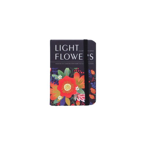 A6 Light Flowers vonalas jegyzet, keményfedeles - fekete