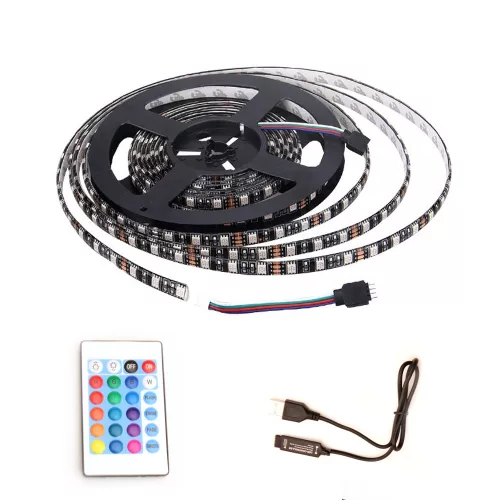 LED szalag RGB színes TV Világítás 3 m USB-s,  készlet távirányítóval