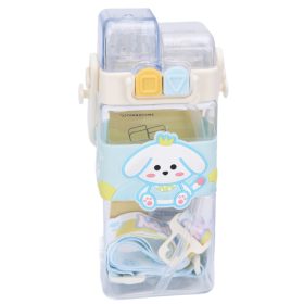   Téglalap alakú gyerek kulacs – nyuszis, szilikon szívószálas, 0,75 L