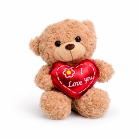   Plüss maci „I Love You” szívvel – barna plüss játék 18 cm, romantikus ajándék