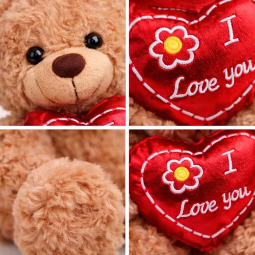Plüss maci „I Love You” szívvel – barna plüss játék 18 cm, romantikus ajándék