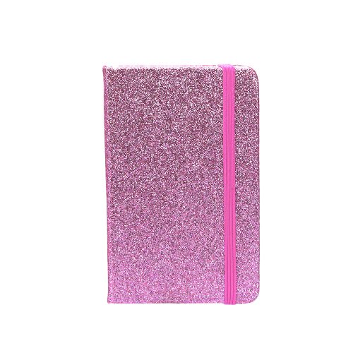 Vonalas, A6-ös, glitteres fedelű jegyzetfüzet pink színű