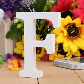 Fa dekoráció 11cm fehér - F / betűk
