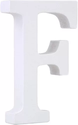 Fa dekoráció 11cm fehér - F / betűk