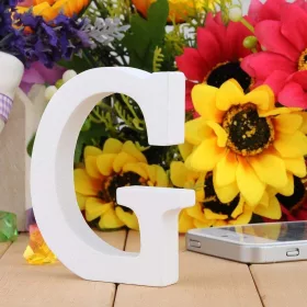Fa dekoráció 11cm fehér - G / betűk