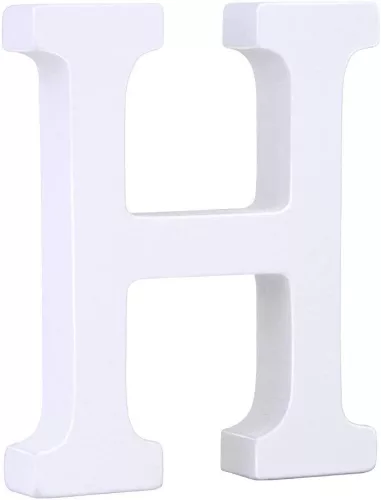 Fa dekoráció 11cm fehér - H / betűk