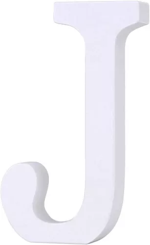 Fa dekoráció 11cm fehér - J / betűk