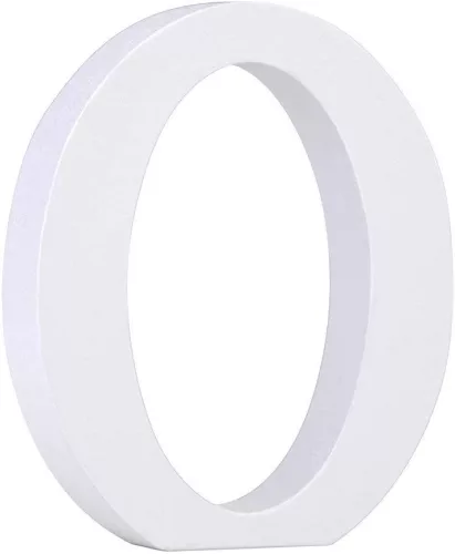 Fa dekoráció 11cm fehér - O / betűk