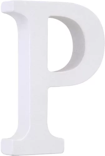 Fa dekoráció 11cm fehér - P / betűk
