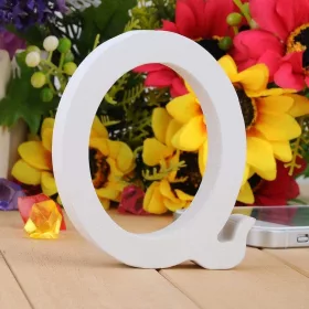Fa dekoráció 11cm fehér - Q / betűk