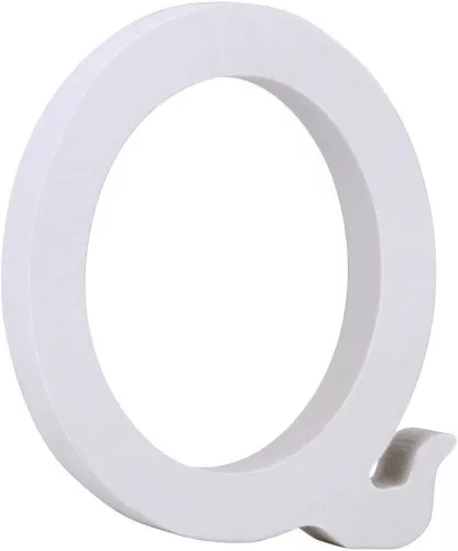 Fa dekoráció 11cm fehér - Q / betűk