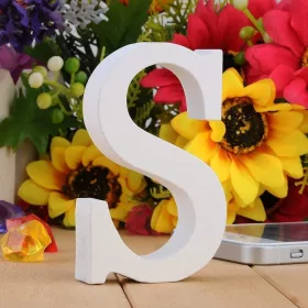 Fa dekoráció 11cm fehér - S / betűk