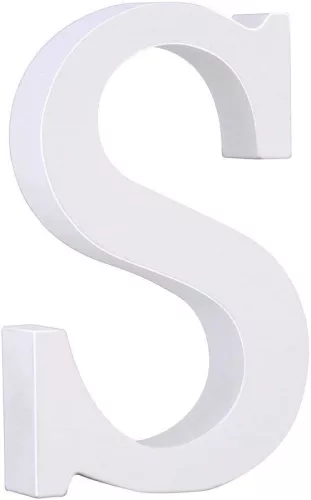 Fa dekoráció 11cm fehér - S / betűk