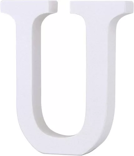 Fa dekoráció 11cm fehér - U / betűk