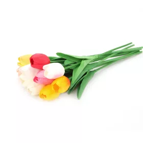 Tulipán szálas élethű növény 34 cm - Citrom piros