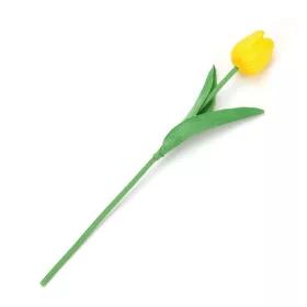 Tulipán szálas élethű növény 34 cm - Citrom sárga