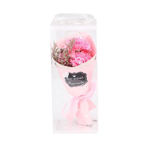 Művirág - szegfűcsokor dobozban - rózsaszín - 24 cm