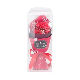 Művirág - szegfűcsokor dobozban - vörös - 24 cm