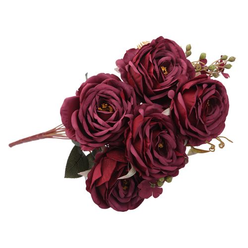 Rózsacsokor mű rózsákból 7 szálas 50 cm - vörös
