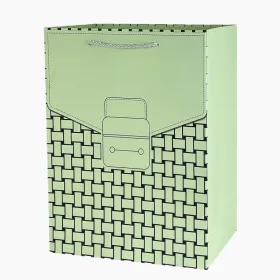   Ajándék táska iskolatáska mintával pisztácia zöld - 40 x 30 x 12 cm