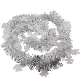   Karácsonyi ezüst és fehér színű, jégvirágos boa 200 cm hosszú, 11 cm széles