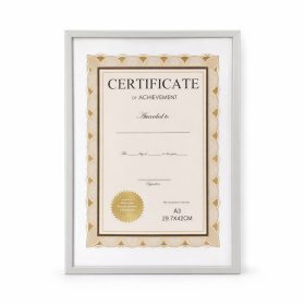   A3 méretű világos szürke képkeret – modern oklevél- és poszterkeret 29,7 × 42 cm