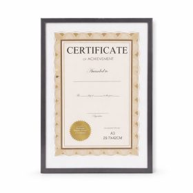   A3 méretű sötét szürke képkeret – elegáns oklevél- és poszterkeret 29,7 × 42 cm