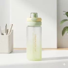   550 ml-es szívószálas sport kulacs – BPA-mentes ivópalack, zöld-sárga