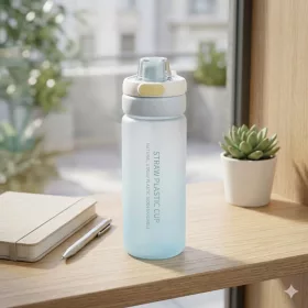   550 ml-es szívószálas sport kulacs – BPA-mentes ivópalack, kék-fehér