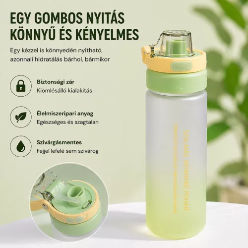 550 ml-es szívószálas sport kulacs – BPA-mentes ivópalack, fehér-bézs