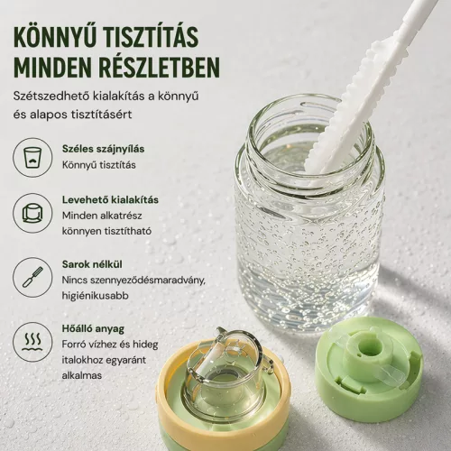 550 ml-es szívószálas sport kulacs – BPA-mentes ivópalack, fehér-bézs