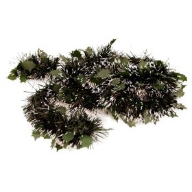   Fenyő girland 2 m – zöld, fehér véggel és tölgyfa levelekkel