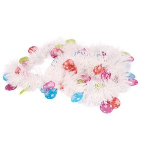   Karácsonyi girland fenyő boa – 2 méter, fehér színű díszgömb csüngőkkel