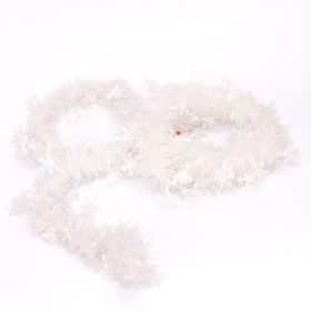   Karácsonyi girland fenyő boa – 2 méter, fehér hópihe csüngőkkel
