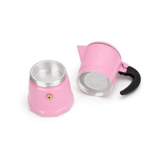 Kotyogós kávéfőző 2 személyes – rózsaszín, klasszikus olasz eszpresszó kávéfőző